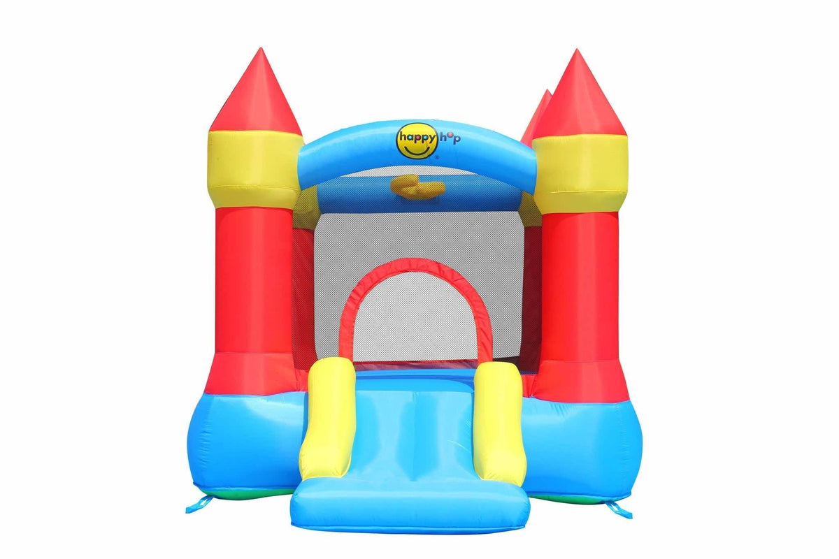 HAPPY HOP BOUNCY CASTLE WITH SLIDE AND HOOP - Too Fast Rentals